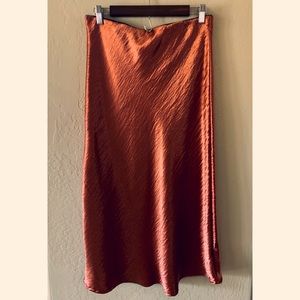 BOOT BARN COPPER MIDI SHINY SKIRT